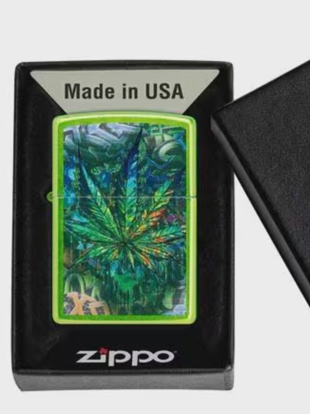 Graffiti Design, Lurid Green Finish Zippo Lighter